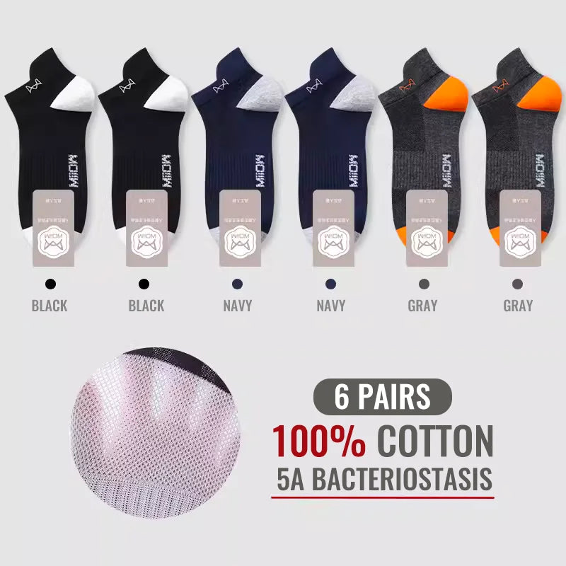 MiiOW 100% Pure Cotton Short Socks Men Ankle Sock Business Dress Ear-lifting Heel Protection Deodorant Antibacterial Sports Sock