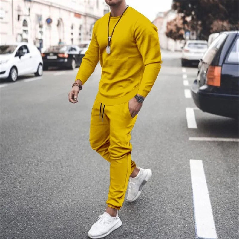 Men's 2025 popular Two-Piece Jogger Sports Suit Warm Autumn Winter Tracksuit Set with Running Sweatshirt And Sweatpants