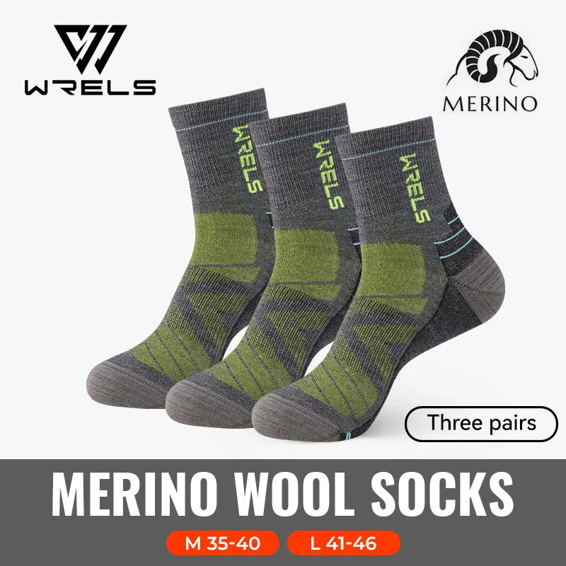 WRELS 1/2/3pairs Merino Wool Socks Thermal Warm Winter High Elastic Thick Hiking Socks Moisture Absorption Wool Sports Socks