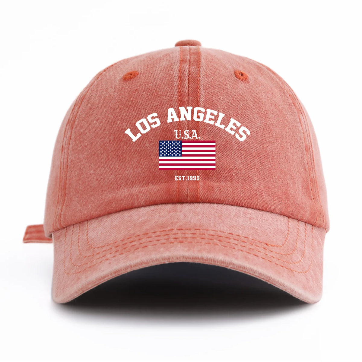 1pc LOS ANGELES Print Washed Baseball Cap for Adults,Minimalist Retro Style Casual Soft Adjustable Dad Hat,Perfect As Gift