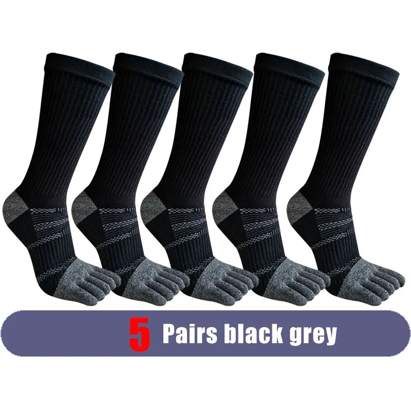 1/5/10 Pairs Compression Toe Socks Long Man Cotton Fitness Marathon Hiking Outdoor Basketball Calf Toe Sport Five Finger Socks