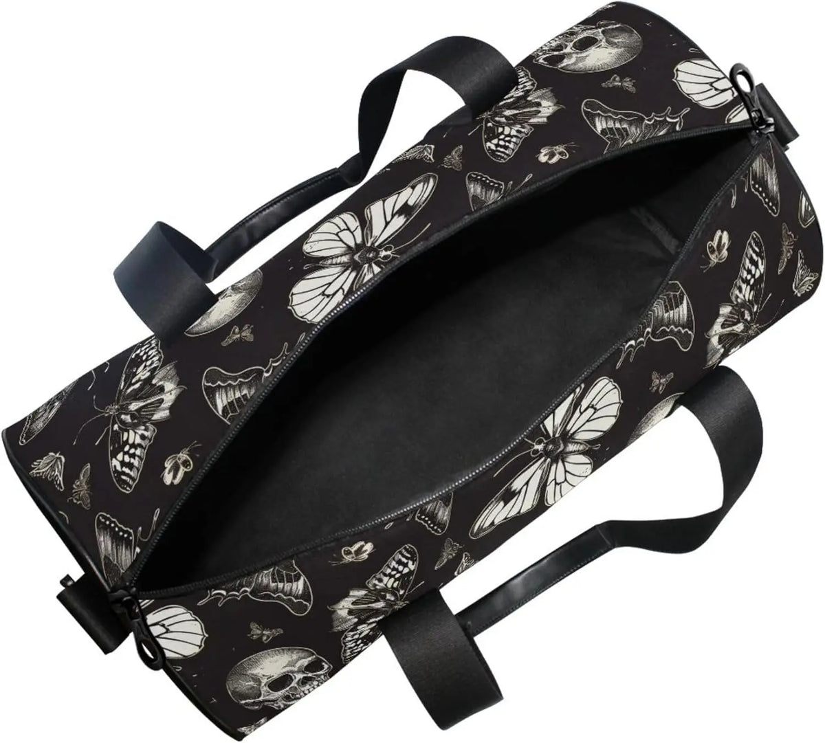 Sports Duffel Bags Gothic Skull Butterfly Athletic Gym Bag Overnight Workout Travel Tote Luggage for Men Women Yoga