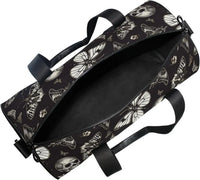 Sports Duffel Bags Gothic Skull Butterfly Athletic Gym Bag Overnight Workout Travel Tote Luggage for Men Women Yoga