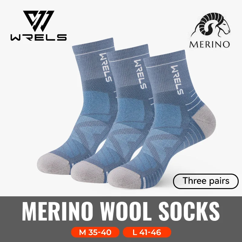 WRELS 1/2/3pairs Merino Wool Socks Thermal Warm Winter High Elastic Thick Hiking Socks Moisture Absorption Wool Sports Socks