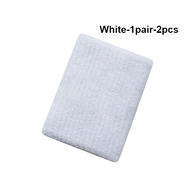 New Hot 1Pairs 2Pcs Set Breathable Cotton Wrist Sweatbands Sweat Absorbent Wristbands for Tennis Football Basketball Running Gym