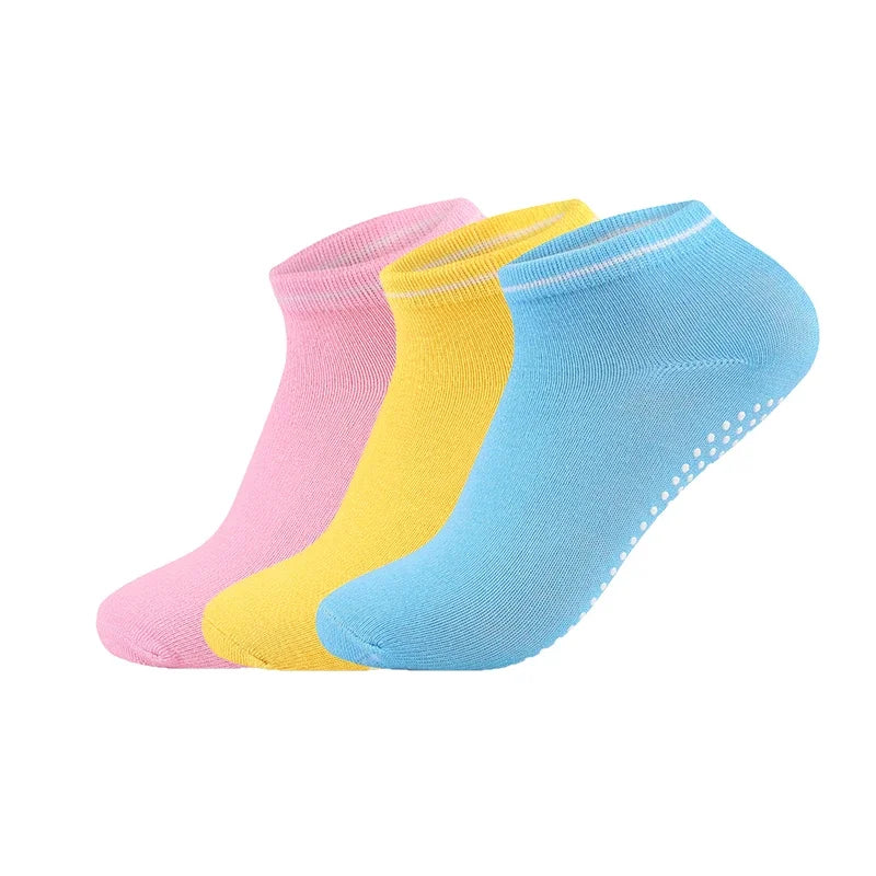 3Pairs/Lot Yoga Socks for Women Non-Slip Grips Straps Bandage Cotton Sock Pilates Pure Barre Ballet Dance Barefoot Workout