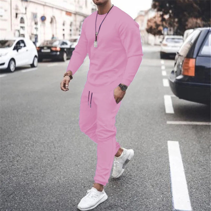 Men's 2025 popular Two-Piece Jogger Sports Suit Warm Autumn Winter Tracksuit Set with Running Sweatshirt And Sweatpants
