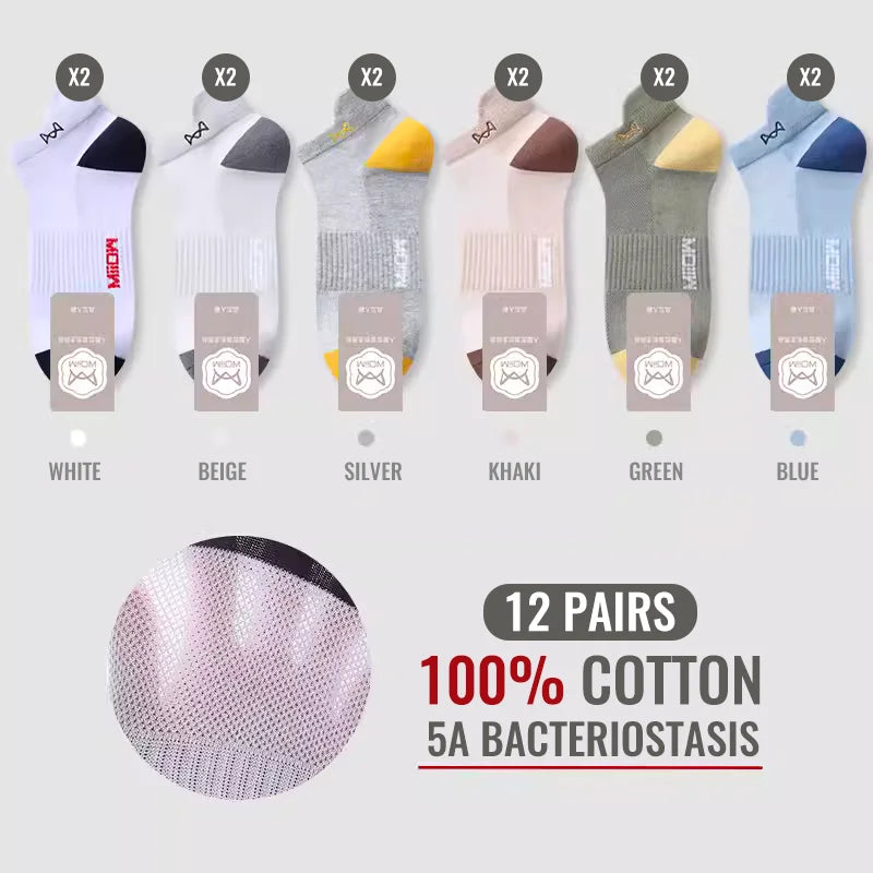 MiiOW 100% Pure Cotton Short Socks Men Ankle Sock Business Dress Ear-lifting Heel Protection Deodorant Antibacterial Sports Sock