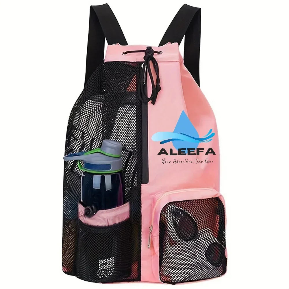 45L Swim Mesh Backpack with Wet Pocket - Leakproof Zip, Fast Dry Ideal for Swimming/Beach/Camping/Gym, Separate Dry&Wet