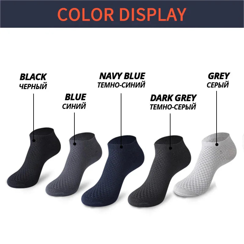 5 Pairs Men Bamboo Fiber Crew Socks Man High Quality Summer Winter Business Breathable Black Male Dress Ankle Socks Man