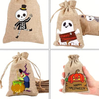 20pcs Drawstring Packing Bag Halloween Candy Pouch Goodies Drawstring Bag Pumpkin Burlap Bag Halloween Treat Bag Candy Bag