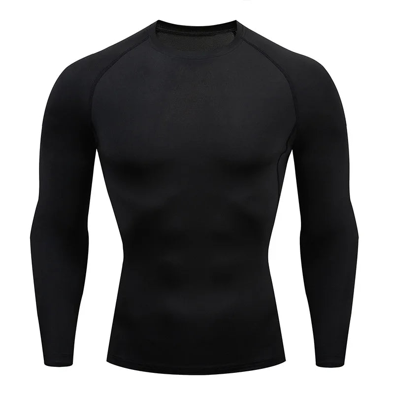 Spine Print Long Sleeve Compression Shirt for Men Athletic Quick Dry T-shirts Gym Workout Running Tees Tops Baselayer Undershirt