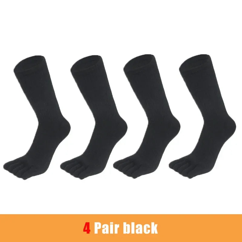 4 Pairs Man Toe Socks Long Sport Plus Large Cotton Compression Mesh Sweat-Absorbing Outdoor Bike Run Hiking Five Finger Sock Boy