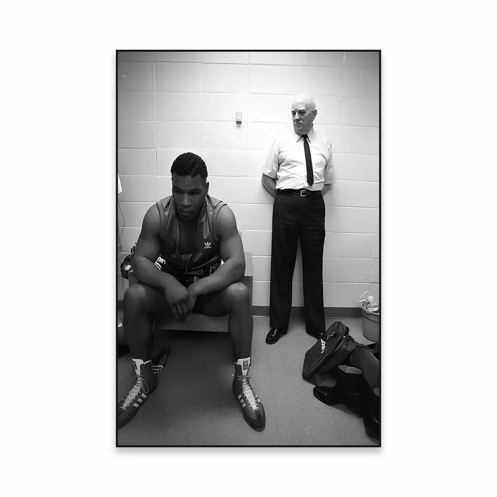 Mike Tyson Boxing Wall Art Poster Black and White Fighting Sport Print Bodybuilding Canvas Painting Motivational Gym Room Decor