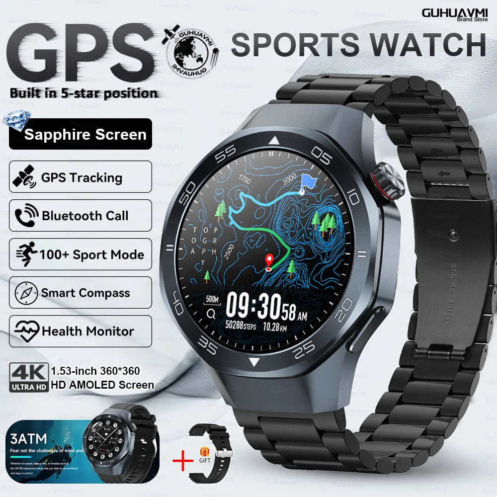 New Watch 6 Pro SmartWatch Built-in GPS Bluetooth Call Heart Rate 3ATM Waterproof  1.53