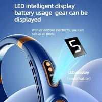 Portable Neck Fan,LED Hands-Free Bladeless, 5 Speeds, 4000 mAh Battery Operated Wearable Personal Fan, Twistable, Rechargeable