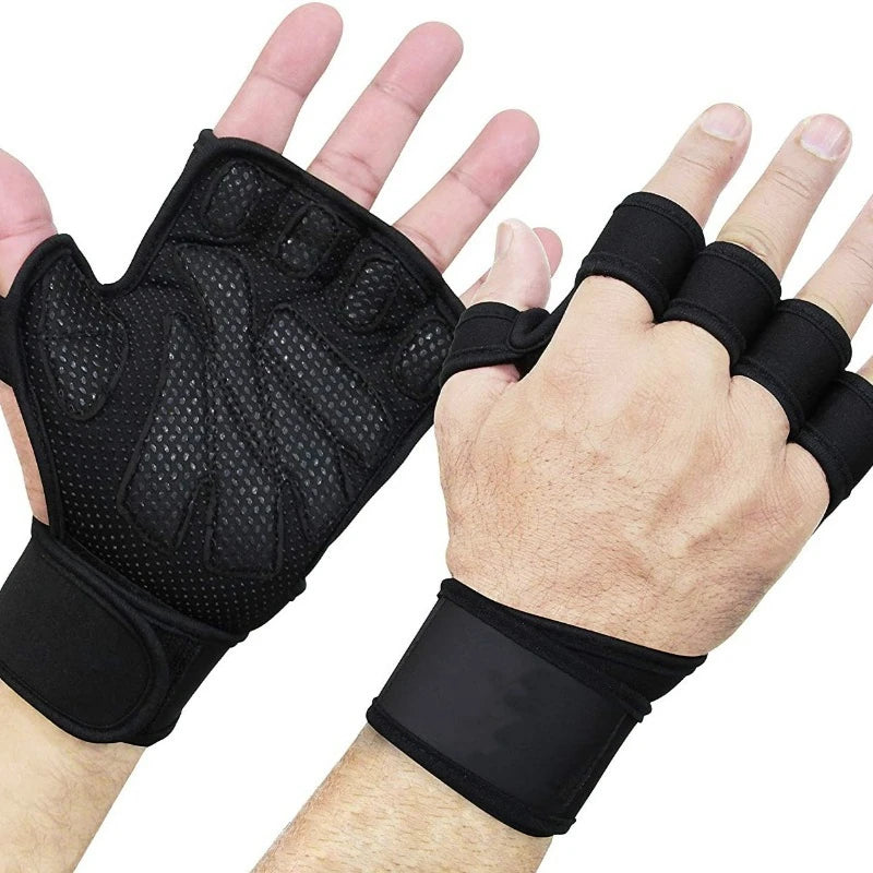 Fitness Gloves Weightlifting Half Finger Wrist Gloves Leather Thickened Silicone Cycling Gloves