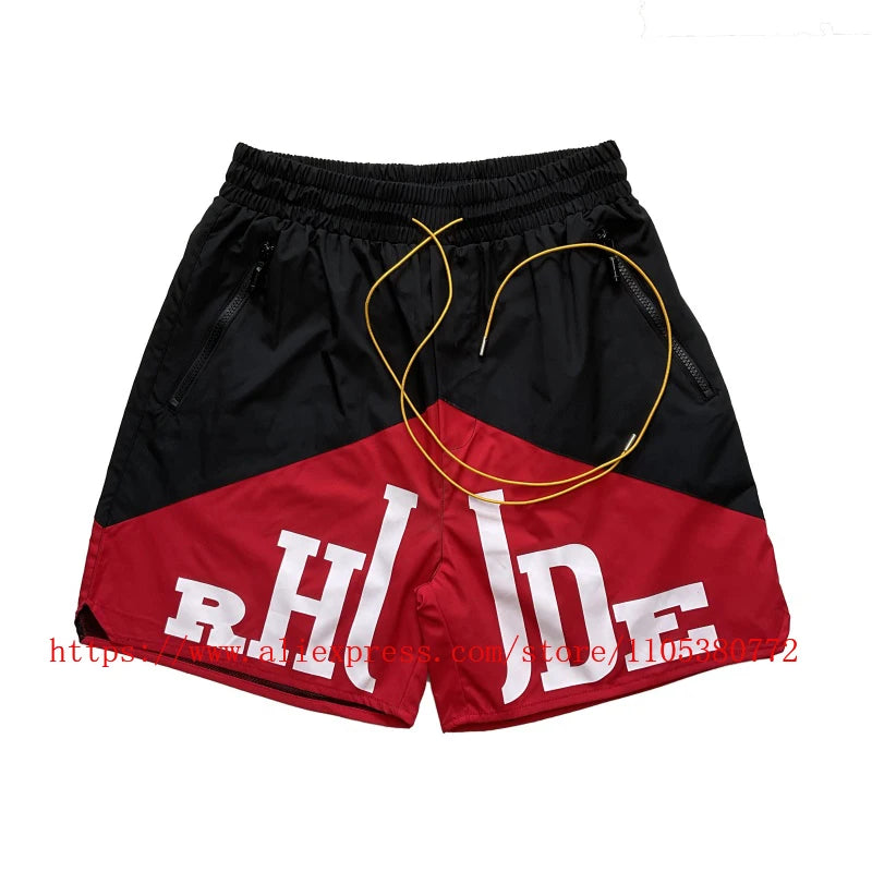 2026 Latest Style Men's Rhude Print Casual Shorts Loose Fit Nylon Drawstring High Quality Beach Sports Shorts Quick Delivery