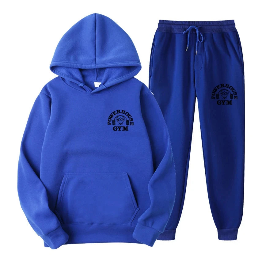 Men Women Tracksuit Hoodies Casual Solid Color Long Sleeve Pullover + Pants Suit Fleece Hooded Sportswear Suit Two Piece Sets