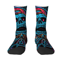 1 Pair Horror-themed Skull Print Men's Socks Stylish Hip-hop Cool Funny Harajuku Style Socks Non-slip Soft Skin-friendly Socks