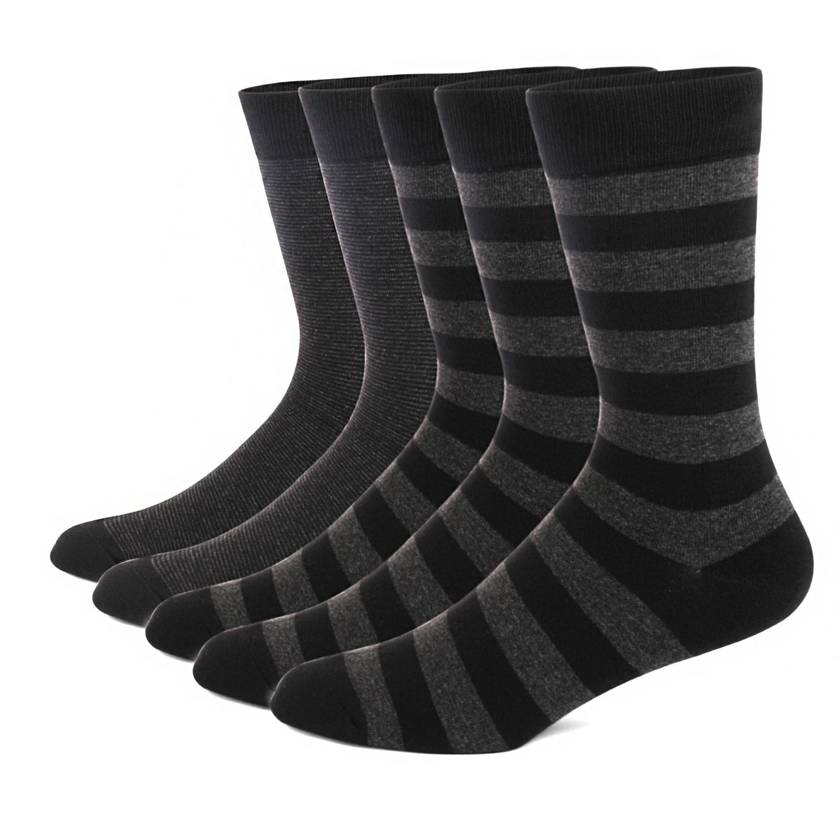 5 Pairs Mens Dress Socks Plus Large Size，High Quality Combed Cotton Crew Socks，Black Cool Argyle Breathable Casual Socks for Men
