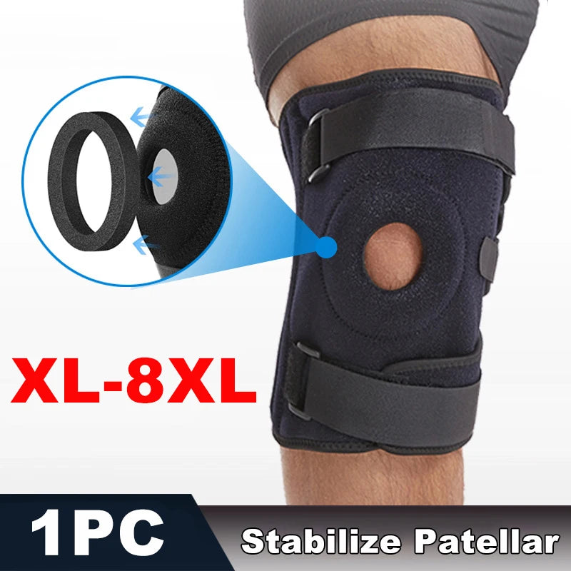 Plus-Size Sports Knee Brace with Adjustable Strap Silicone Spring Knee Support Patella Protection Knee Pad for Running Hiking