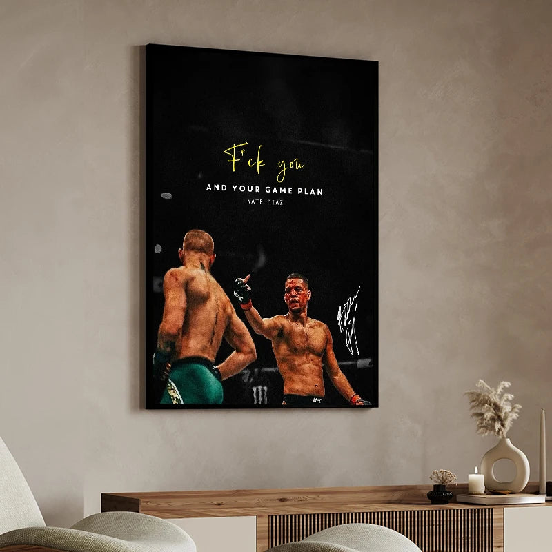 Boxer Wall Art Poster Nate Diaz Boxing Motivational Quote Canvas Painting Prints Decor Pictures Living Room home Decor cuadros