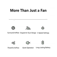 Lenovo Portable Neck Fan Bladeless USB Rechargeable Hands Free Wearable Mini Personal Cooling Fan 3 Speeds Outdoor Travel