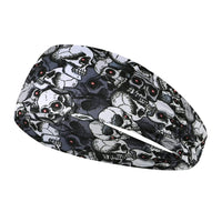 Elastic skull print sports headband, sweat-absorbent sports headband, unisex non-slip fitness headband, cycling street headband