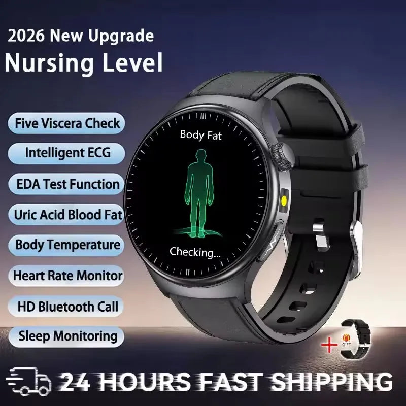 2026 New Accurate Diagnosis ECG Smart Watch Body Fat Blood oxygen BP Health Sport HD AMOLED Screen call Smart watch Men Women