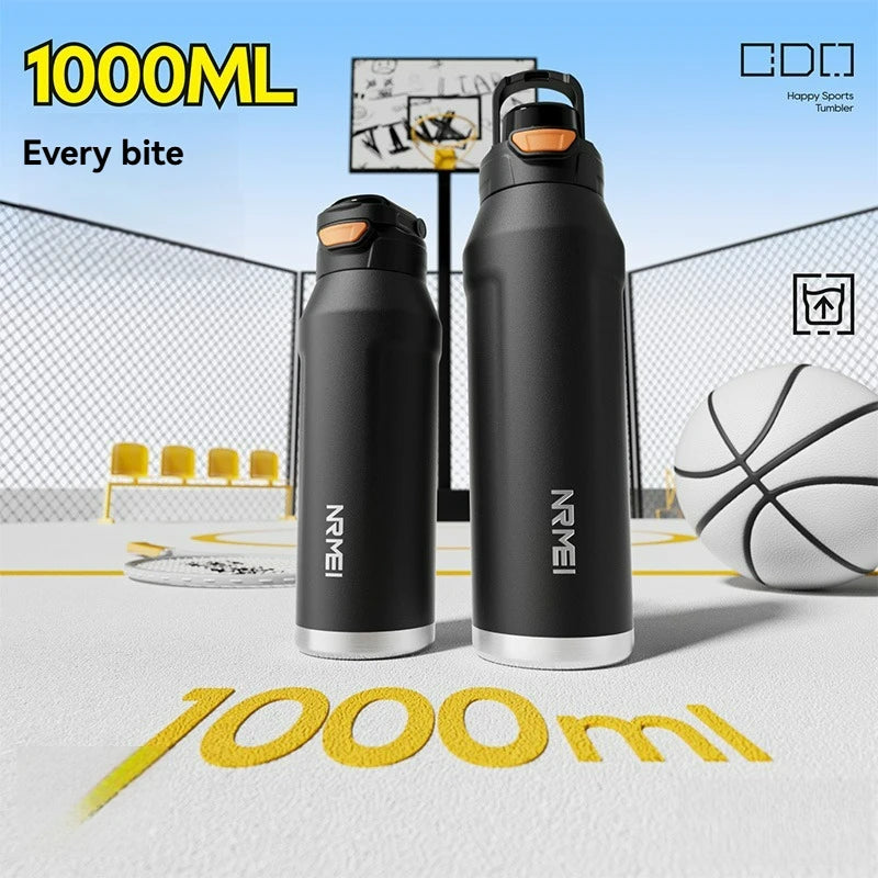 700ml 1000ml Stainless Steel Tumble Cycling Keep Heat and Cold Water Bottle Sports Kettle Straw Handle Fitness Cup