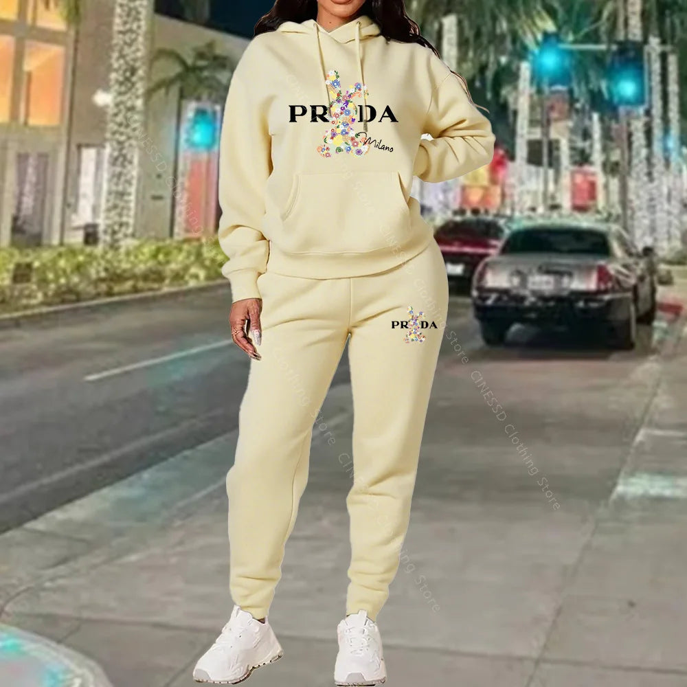 Women's Tracksuits Hoodies and Pants Two Peice Outfits Suit Designer Luxury Oversized Autumn Winter Clothing Women Pants Sets