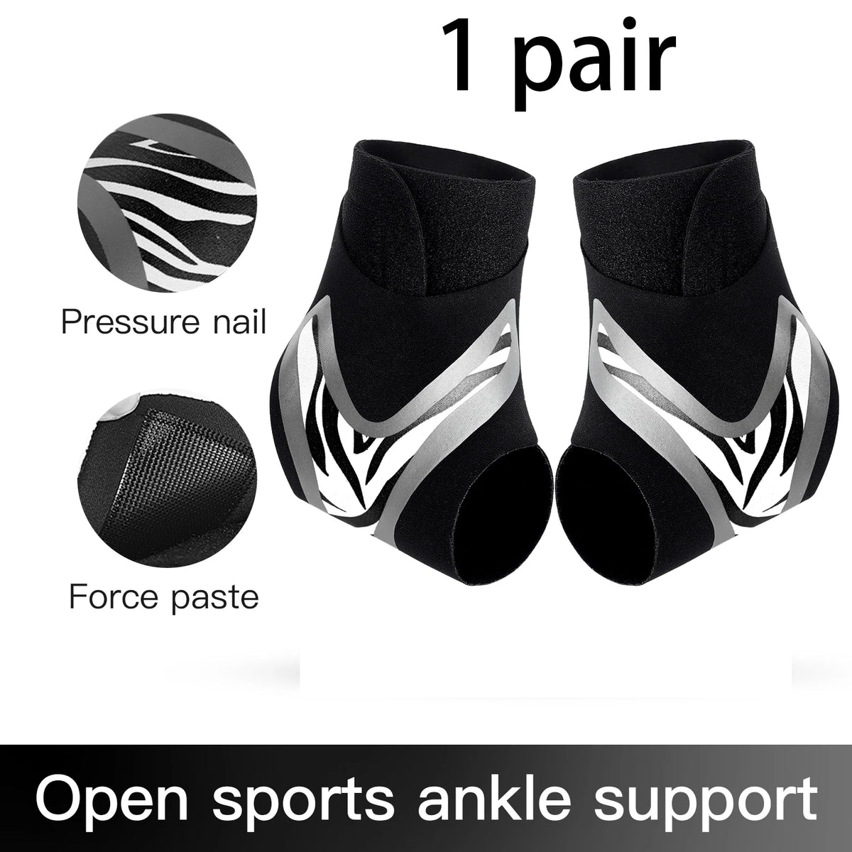 2PC Adjustable Ankle Support Pad Ankle Sleeve Pressure Anti-Spinning Elastic Breathable Support Fitness Sports Safety Prevention