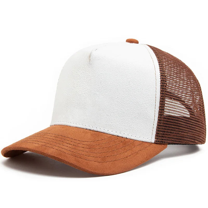 Unisex Hot Selling 5 Panel Mesh Suede Trucker Hat Men High Quality Baseball Cap Spring Summer Breathable Adjustable Sports Hats