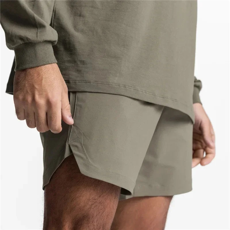 New Men's Running Quick Dry Fitness Gyms Shorts Mens Summer Short Pants Male Jogger Workout Beach Solid Color Sports Shorts Men