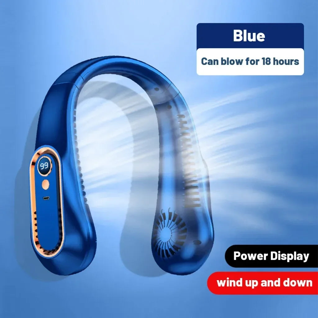 2026 New 5-Speed Neck Fan Portable Fan with 720° Dual-Sided Cooling Wind Digital Display USB Rechargeable for Outdoor Gym Office