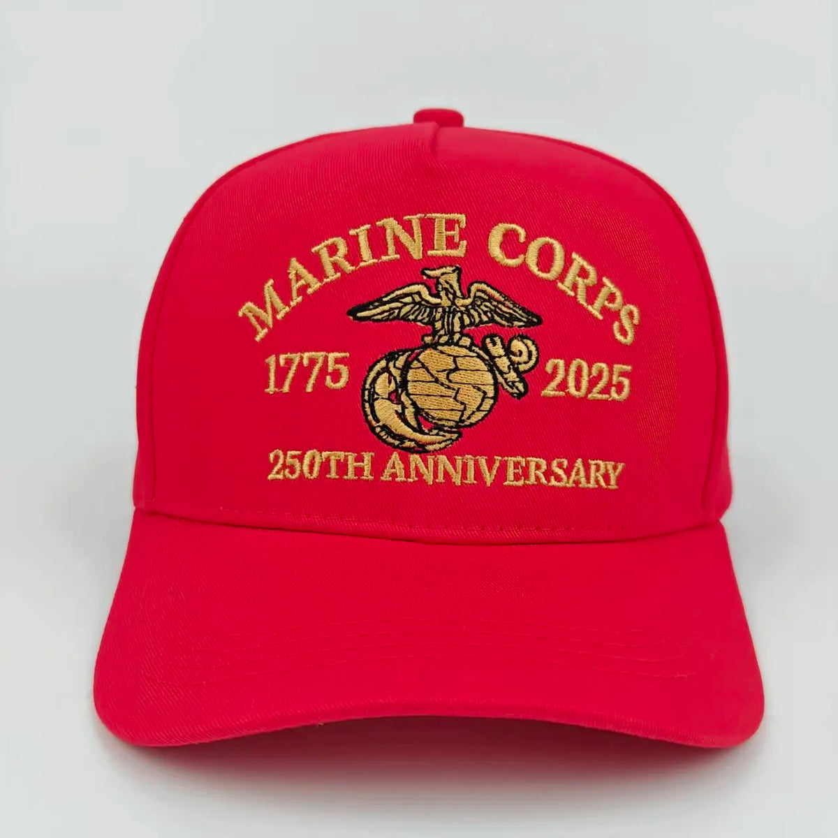 U.S. Marine Corps 250th Anniversary Official Baseball Cap - Knitted with 1775 - 2025 Logo Pattern, Decorated with the American F