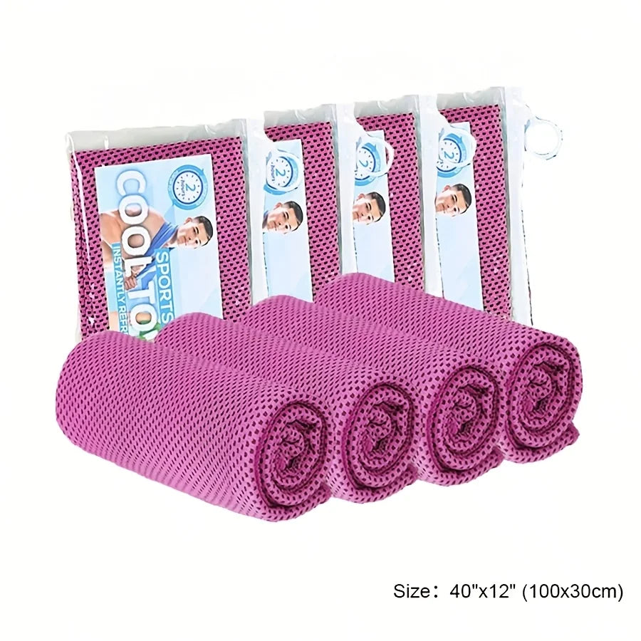 4pcs Sports Cooling Towels (100x30cm), Soft Breathable Quick Drying Towel For Outdoor, Gym, Yoga, Exercise, Fitness, Running