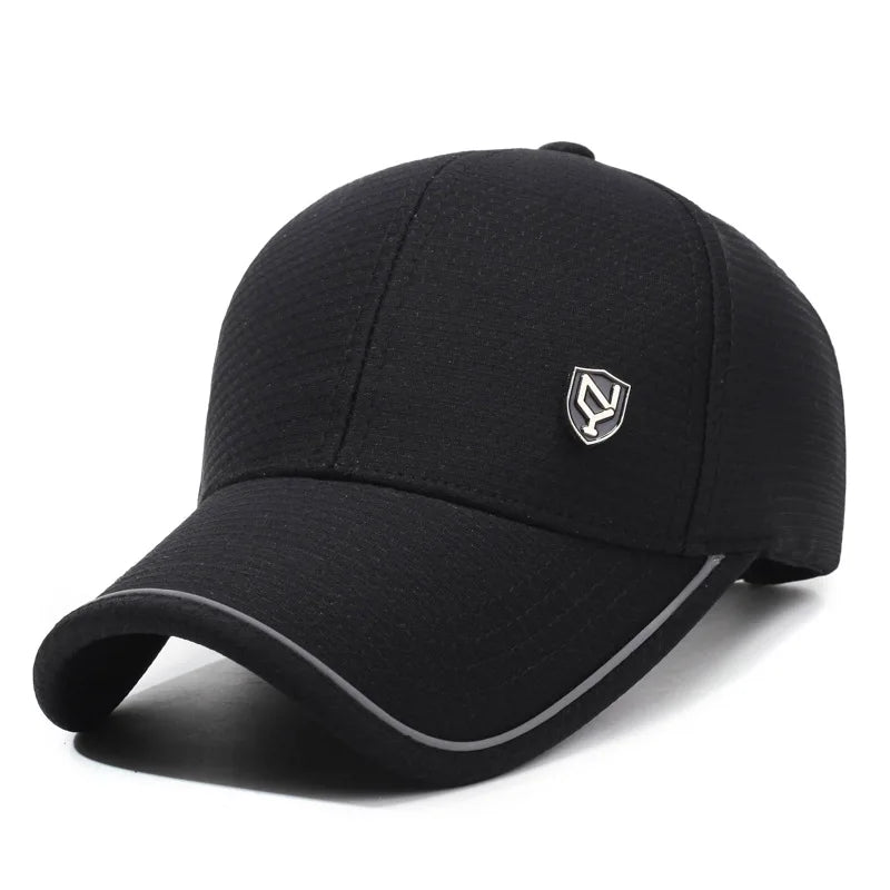 Summer Men's Black Breathable Cap Versatile Korean Version Versatile Men's Baseball Outdoor Recreational Fishing Sun Hat 56-60cm