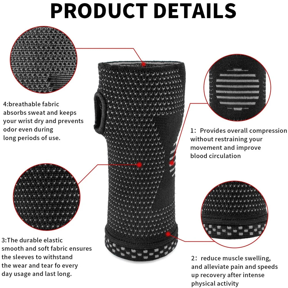 2Pcs Wrist Support Sleeve,Compression Gloves Carpal Tunnel for Women Men,Hand Brace Wrist Support Sleeves Tendonitis Pain Relief