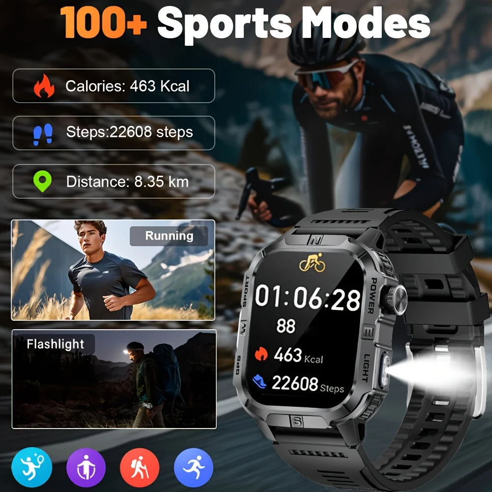 2026 Outdoor New 540mAh Battery T-Rex 3 Military Grade Smart Watch Men IP69K Waterproof GPS HD Bluetooth Call 100+Sports Watch
