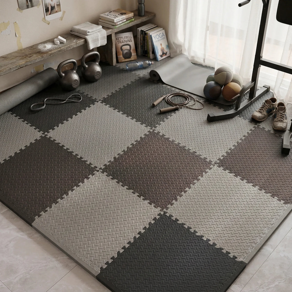 Premium Professional High Quality Advanced Rubber Interlocking Gym Floor Mat for Home Workout Anti Slip Exercise Mat Suitable