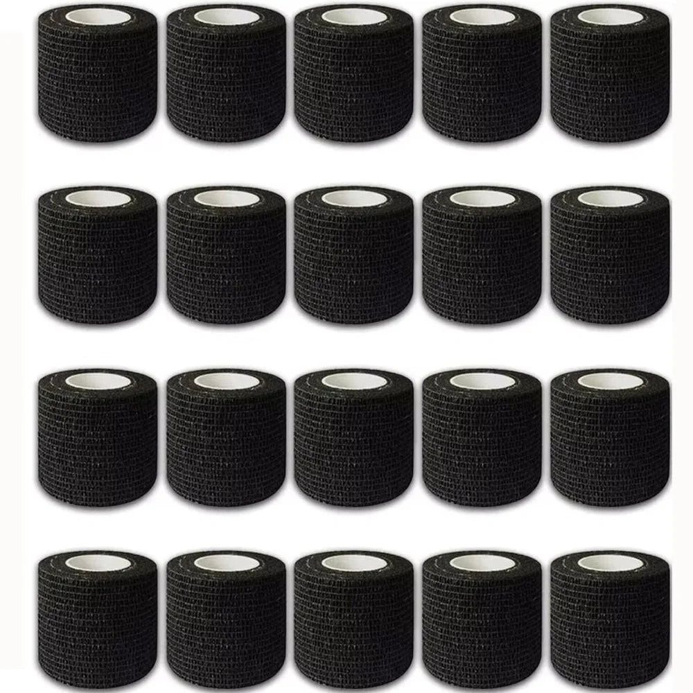 48/24/3PCS Black Tattoo Grip Cover Wraps Self-Adhesive Elastic Bandage Tape Breathable Strong Sports Tape Athletic Bandage Rolls