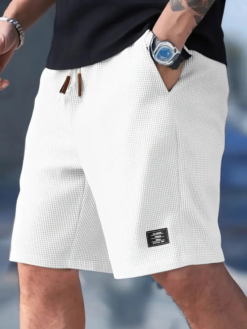 2026 Summer Men's Waffle Texture Casual Sports Beach Shorts Quick Dry Trendy Versatile Bermuda Shorts Streetwear Lightweight