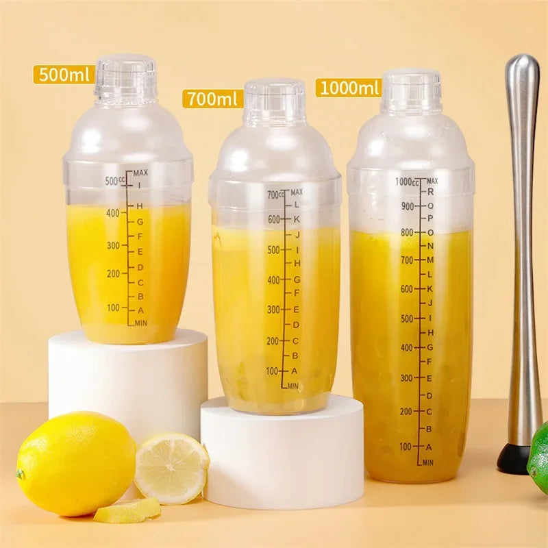 350/500/700/1000ml PC resin Cocktail Shaker Home Bar Utensil Martini Hand Shaker Cup with Scales Milk Wine Drink Shaker Bar Tool