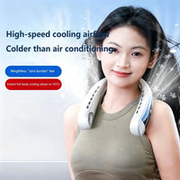 Lenovo USB Rechargeable Bladeless Neck Fan Digital Display Turbo High Speed Portable Hiking Outdoor Wearable Hands-Free