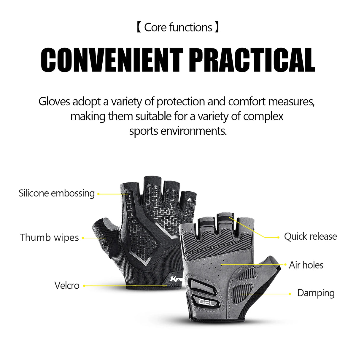 Summer Half-Finger MTB Cycling Gloves Black Liquid Silicone Shock-Absorbing Breathable Wear-resistant Sports Bike Fitness Gloves