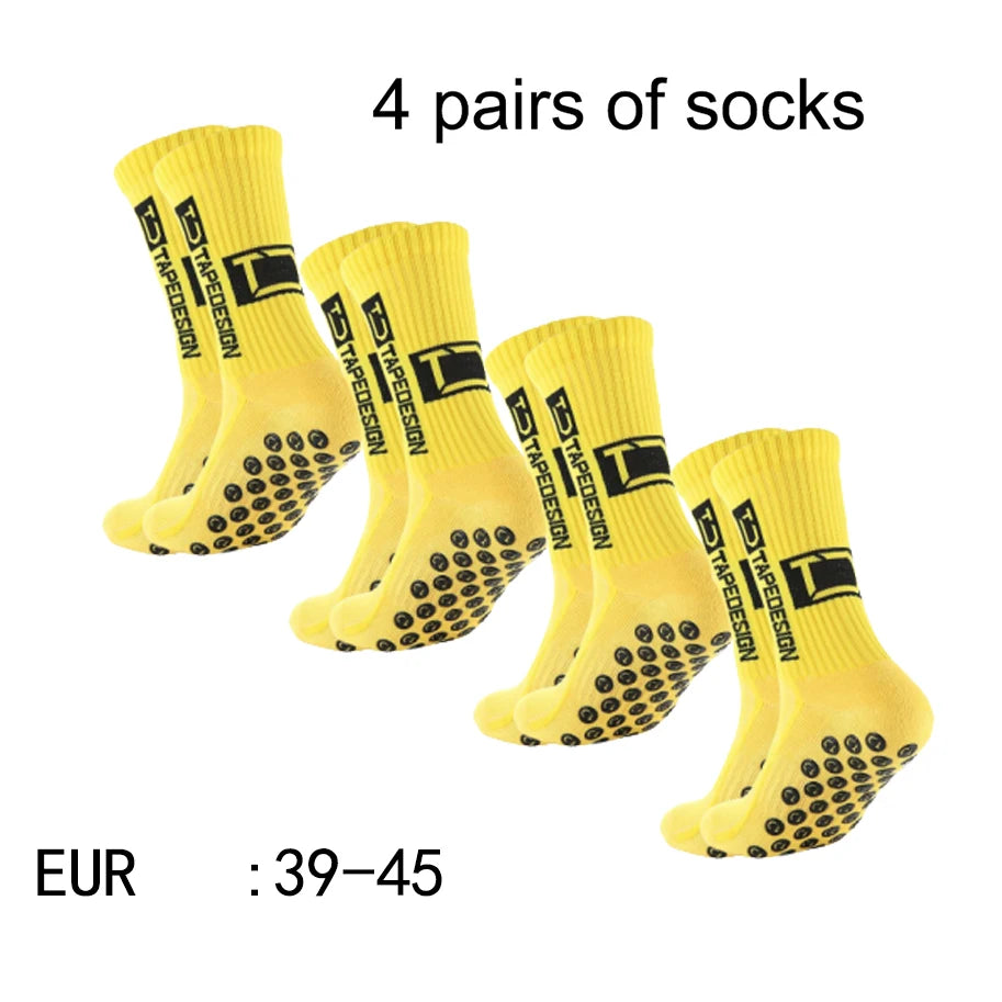 4 Pairs of New TC Mid Tube Glued Football Socks for Sports Training and Competition, Non Slip and Breathable Socks