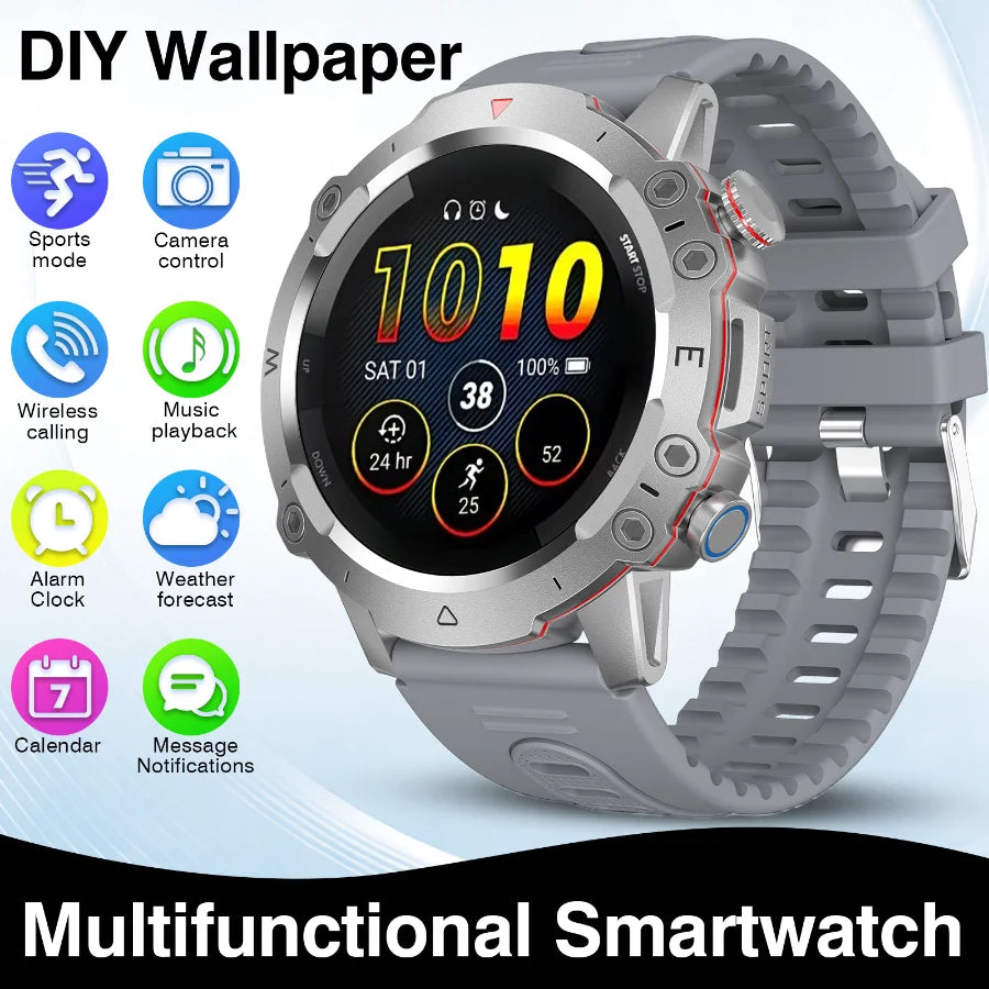 New Full-Touchscreen HD Sports Smartwatch, Unisex, with Call/Message Alerts,  Watch Faces, Multiple Sports Modes, Music Playback. Suitable for Android & IPhone, Ideal Gift for Everyone