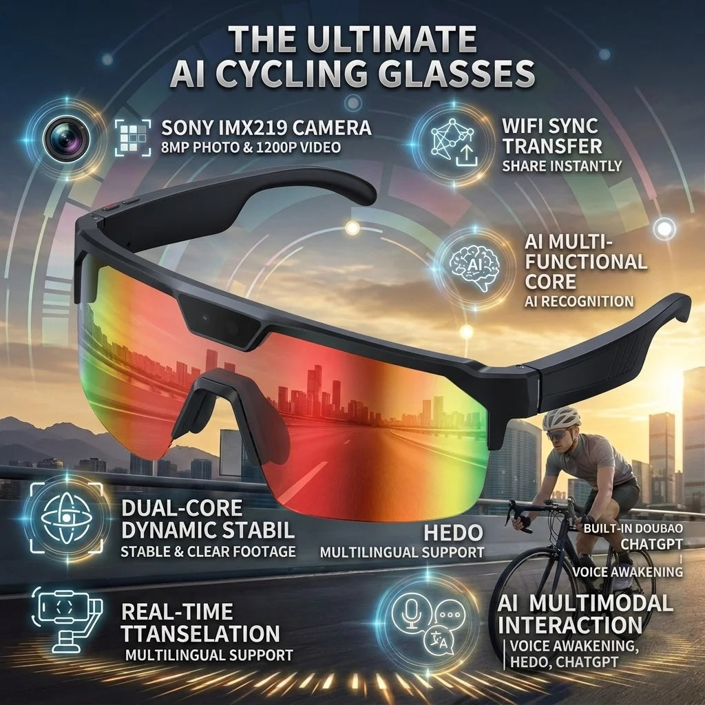 2026 AI Smart Glasses ChatGPT Voice AI Assistant Intelligent Travel Translation Outdoor Remote Photography Smartglasses Cycling